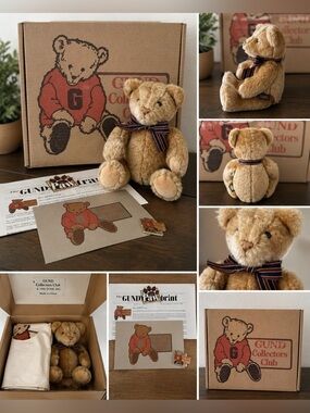 Vintage 1995 GUND Collectors Club Teddy Bear NIB Poseable w/ Box & Shirt